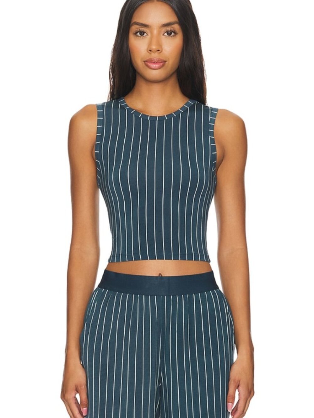 WeWoreWhat Navy Cream Muscle Tank S & Wide Leg Pants XS Set